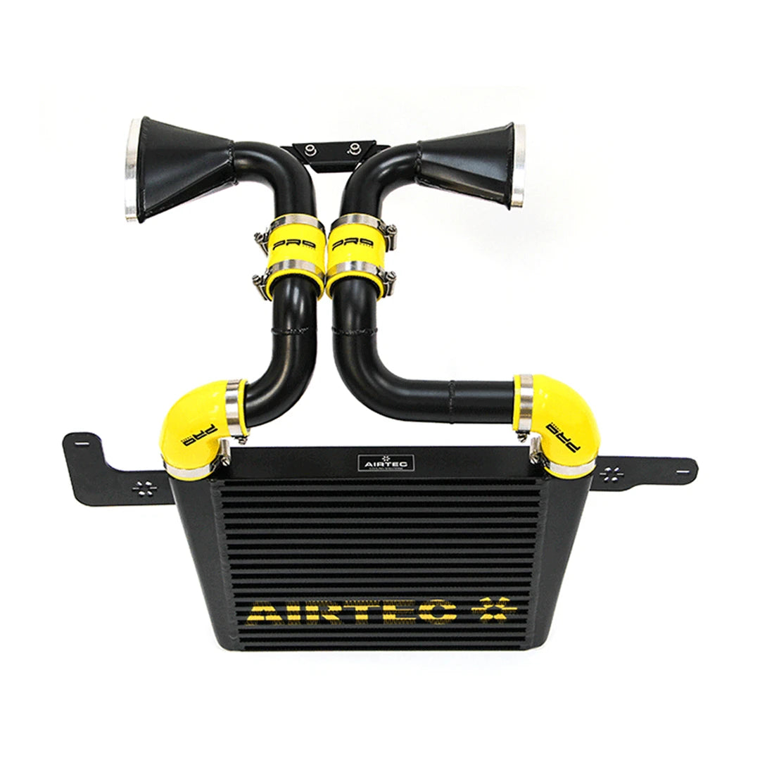 black Airtec intercooler and pipework on a white background