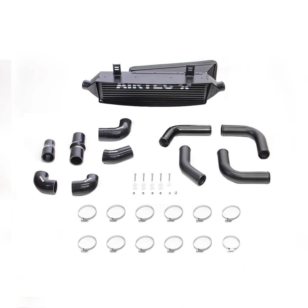 black Airtec intercooler and pipework on a white background