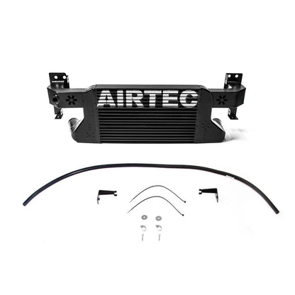 AIRTEC black intercooler and fittings on a white background