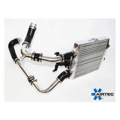 Airtec silver intercooler and pipework on a white background