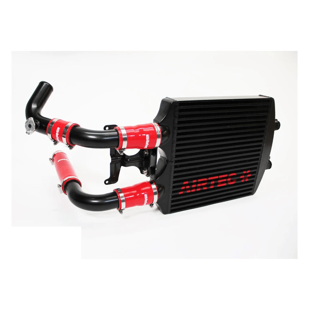 AIRTEC black intercooler and pipework on a white background