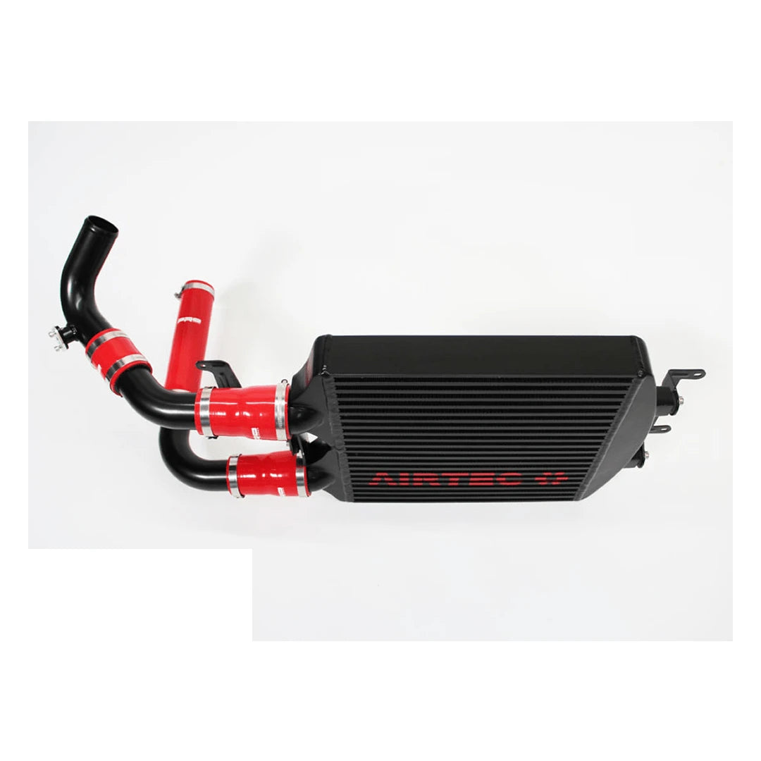 AIRTEC black intercooler and pipework on a white background