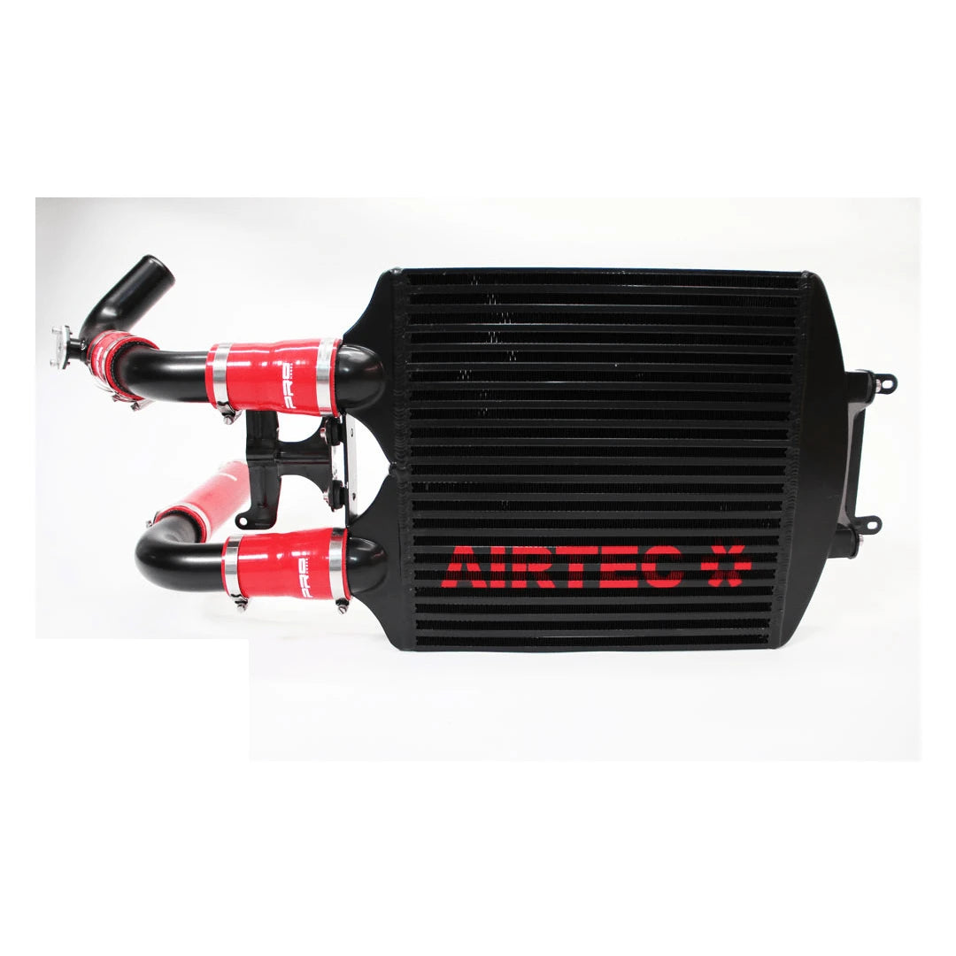 AIRTEC black intercooler and pipework on a white background
