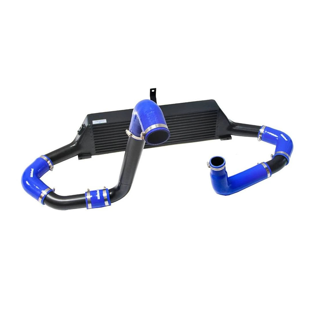 Black AIRTEC intercooler and pipework on a white background