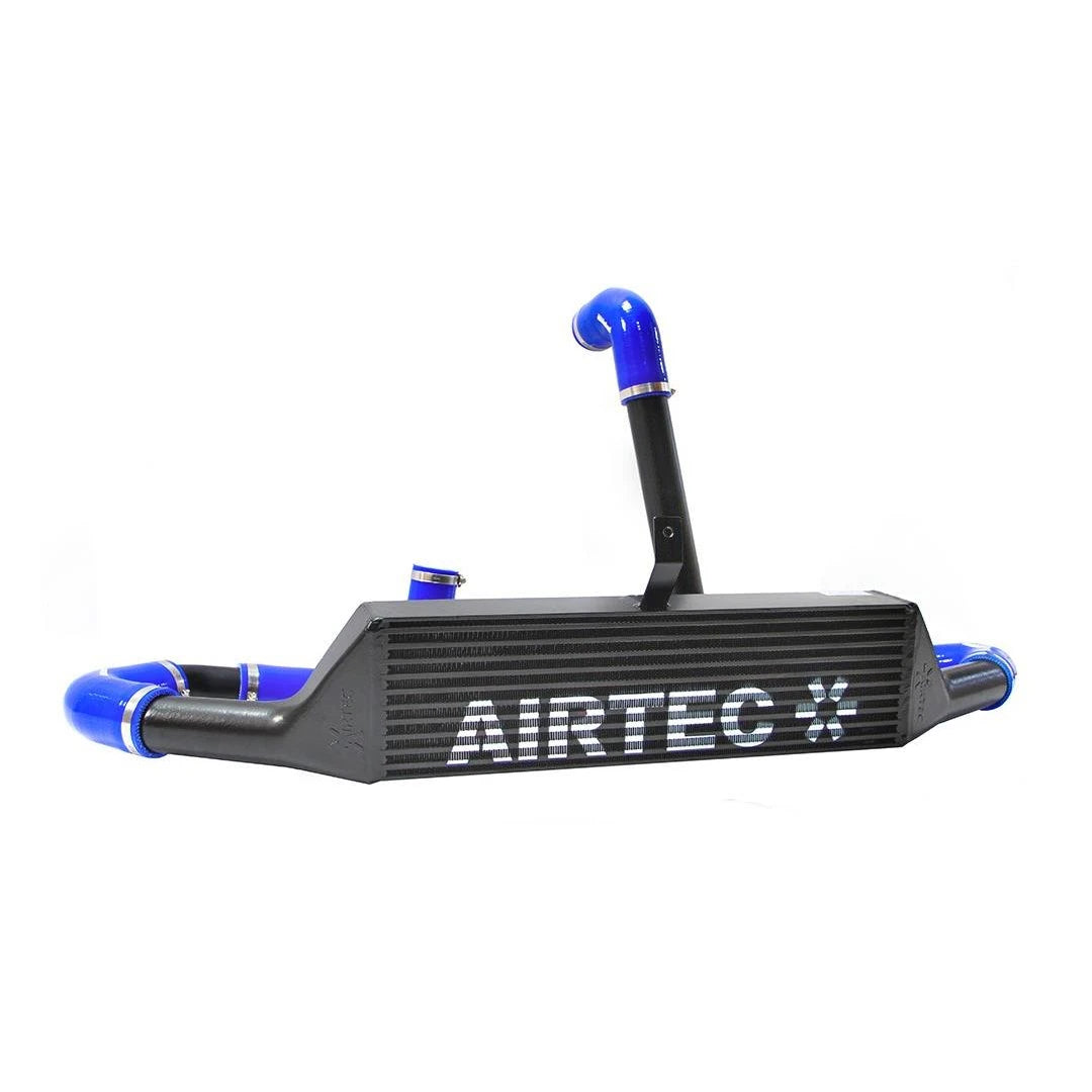 Black AIRTEC intercooler and pipework on a white background