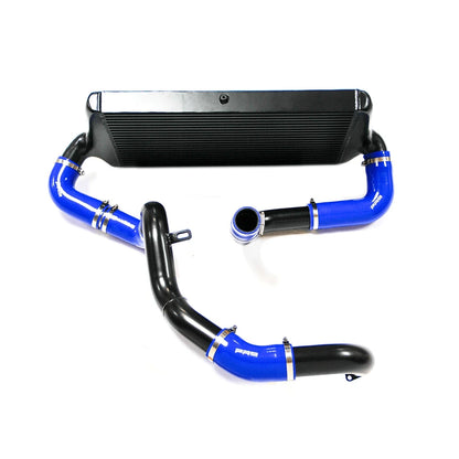 Black AIRTEC intercooler and pipework on a white background