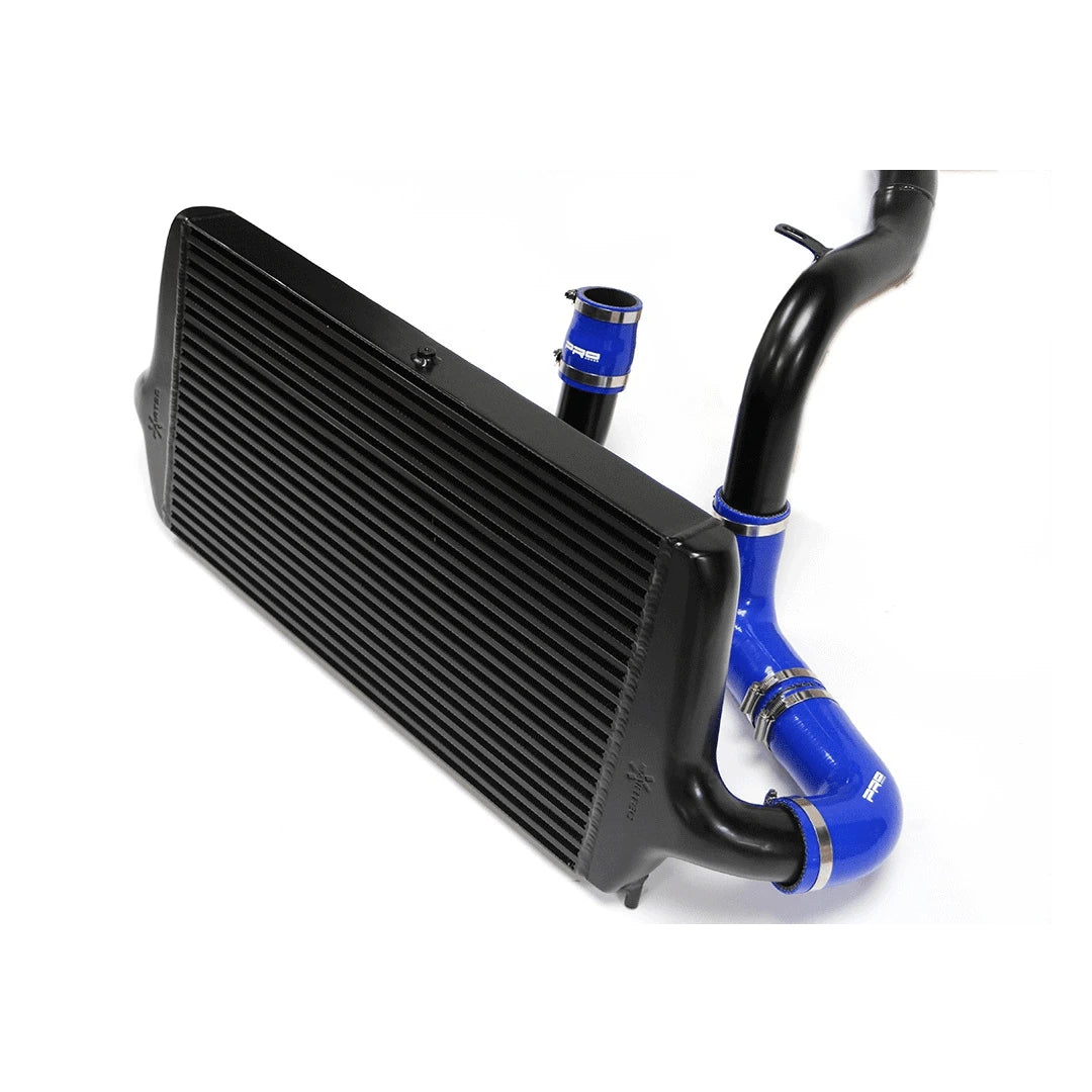 Black AIRTEC intercooler and pipework on a white background