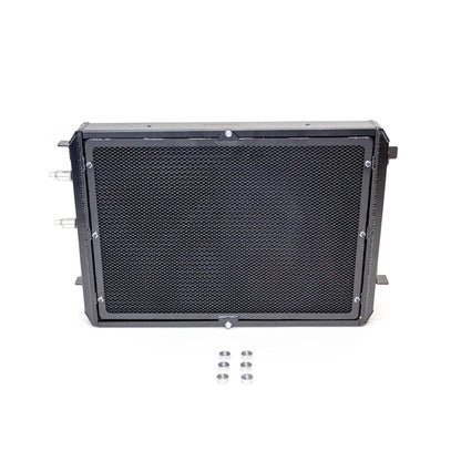Car radiator with mounting brackets on a white background