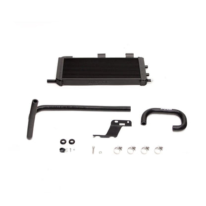 Airtec black radiator and fixings on a white background