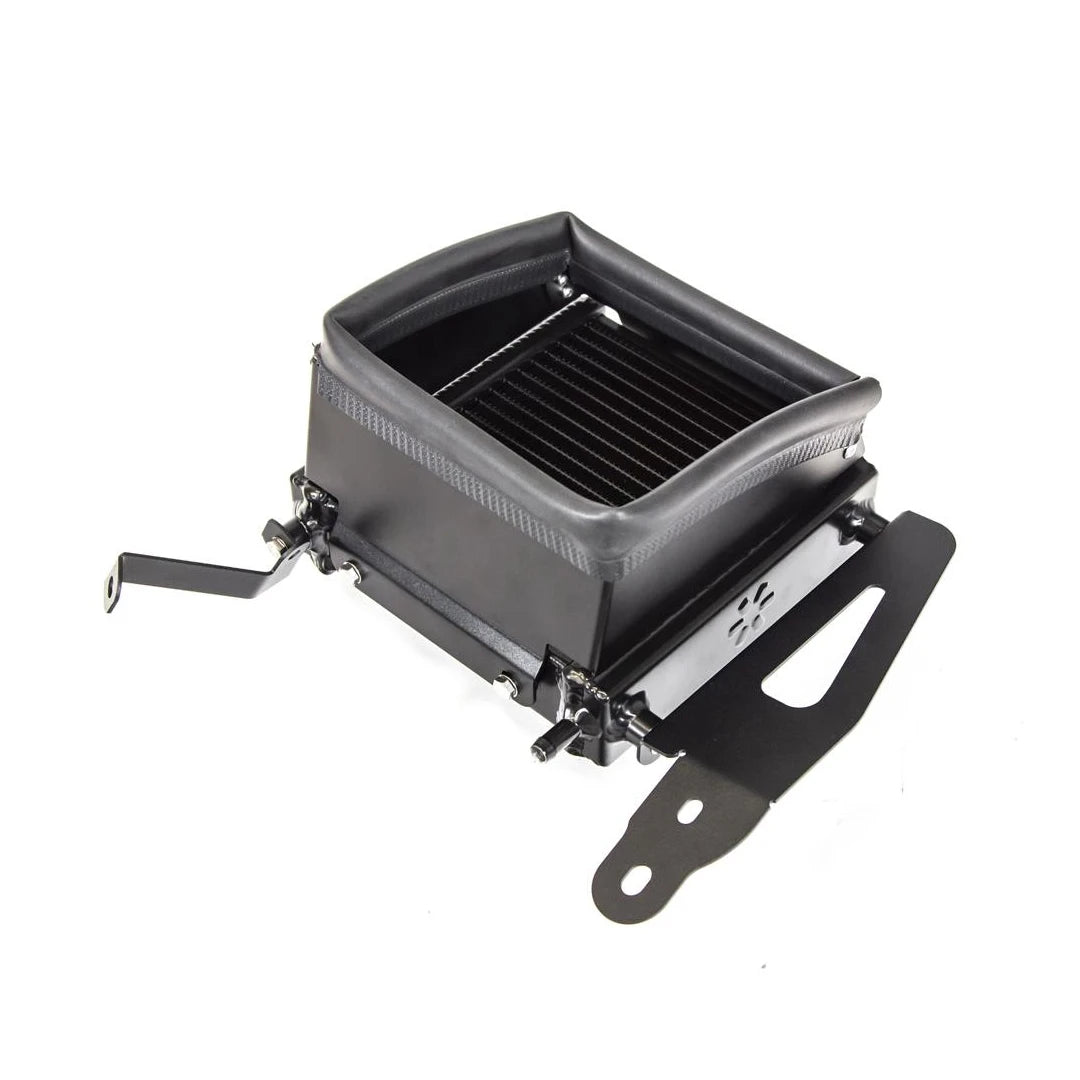 Black car radiator on a white background