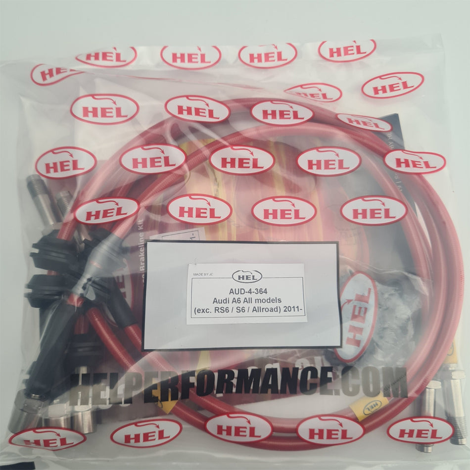 HEL Audi A6 Stainless Steel Braided Brake Hoses Red