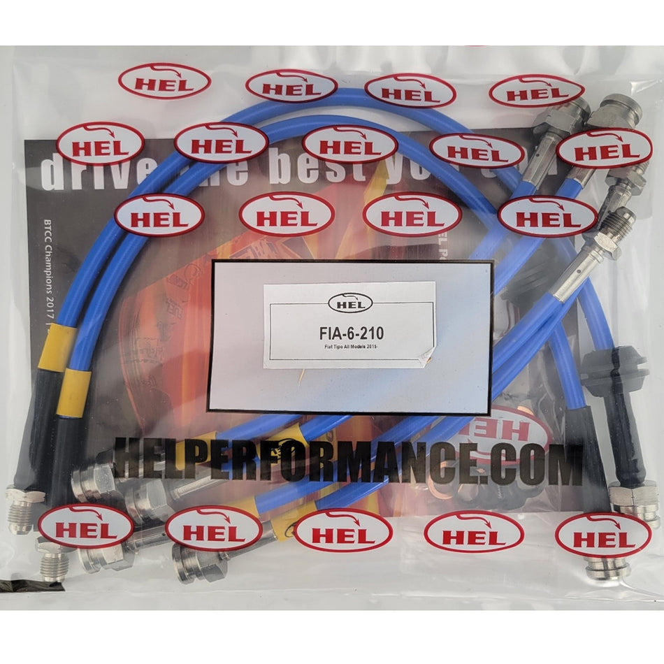 HEL Fiat Tipo Stainless Steel Braided Brake Hoses Blue