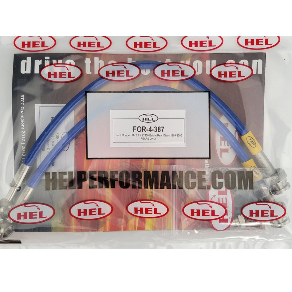 HEL Ford Mondeo MK2 ST200 Stainless Steel Braided Brake Hoses Blue