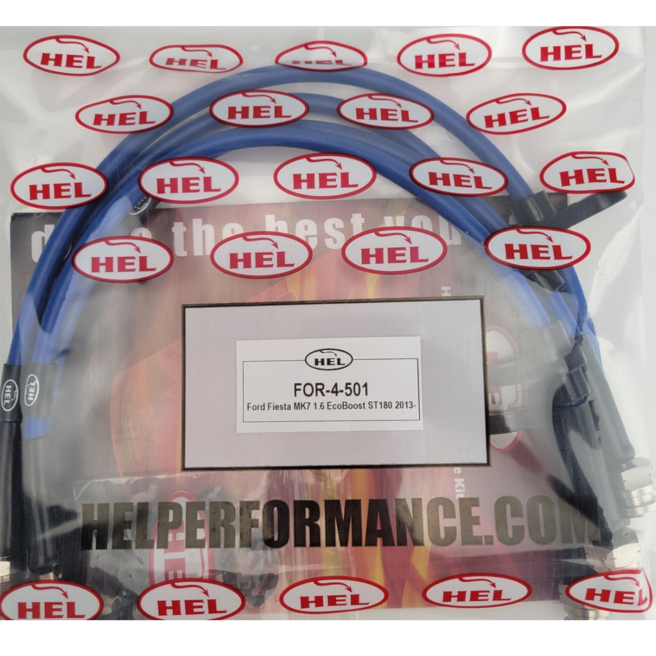 HEL Performance Ford Fiesta ST180 Stainless Steel Braided Brake Hoses Blue