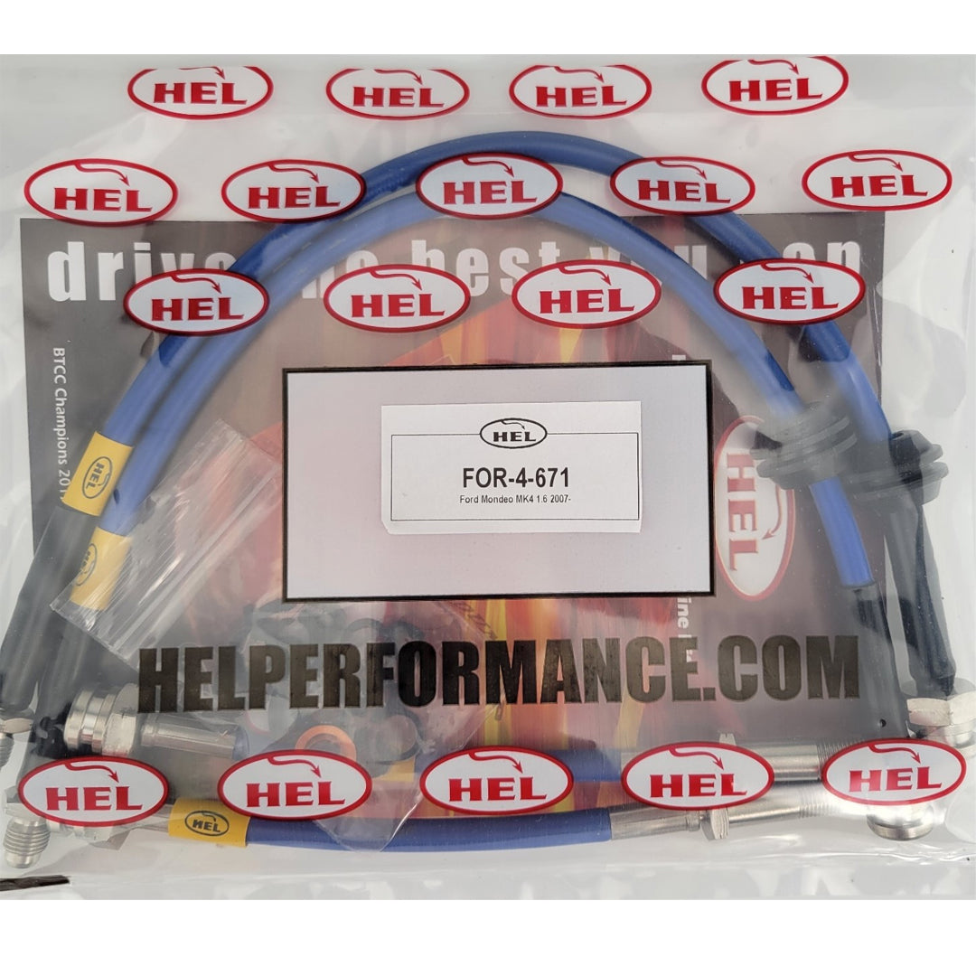 Flexibles de frein tressés en acier inoxydable HEL pour Ford Mondeo MK4, bleus
