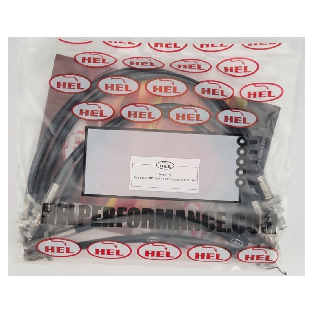 HEL Ford Escort RS Cosworth Stainless Steel Braided Brake Hoses Black
