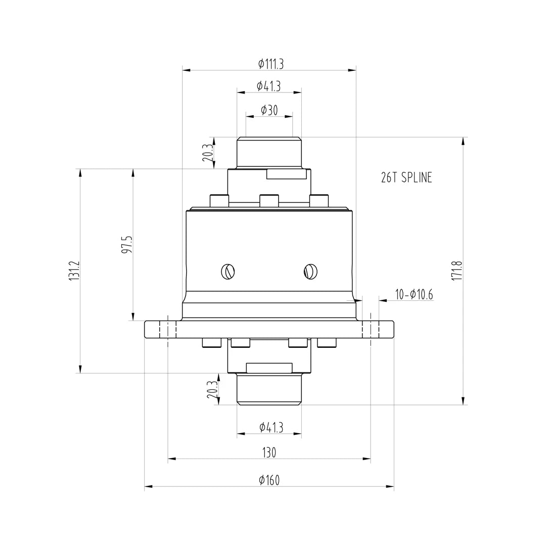 Technical drawing of a Blackline HLF014 limited slip differential