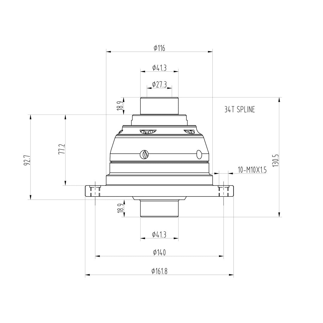 Technical drawing of a Blackline HLF015 limited slip differential