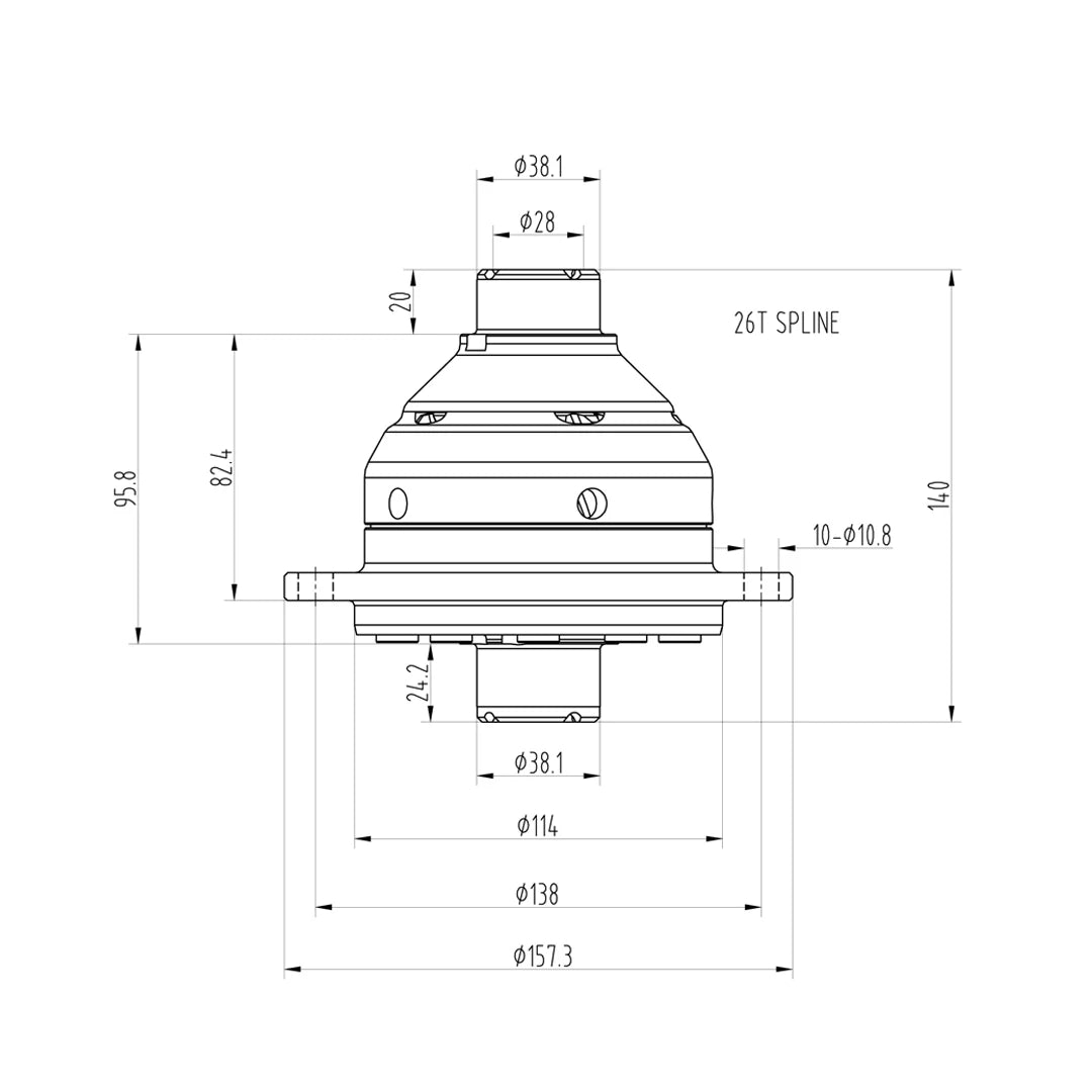 Technical drawing of a Blackline HLF016 limited slip differential