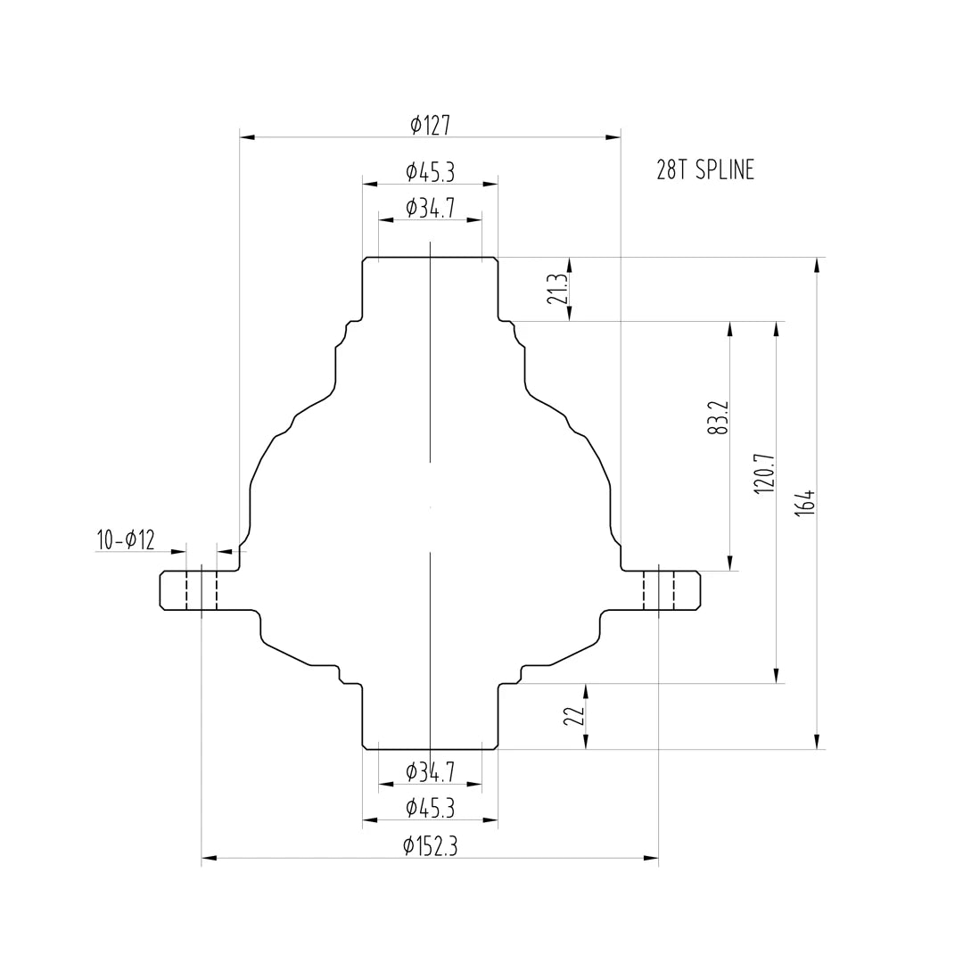 Technical drawing of a Blackline HLF018 limited slip differential