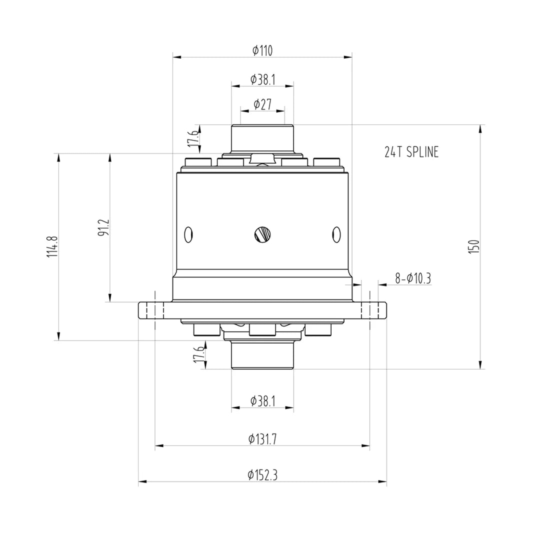 Technical drawing of a Blackline HLF041 limited slip differential