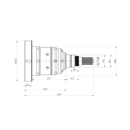 Technical drawing of a Blackline HLF053 limited slip differential