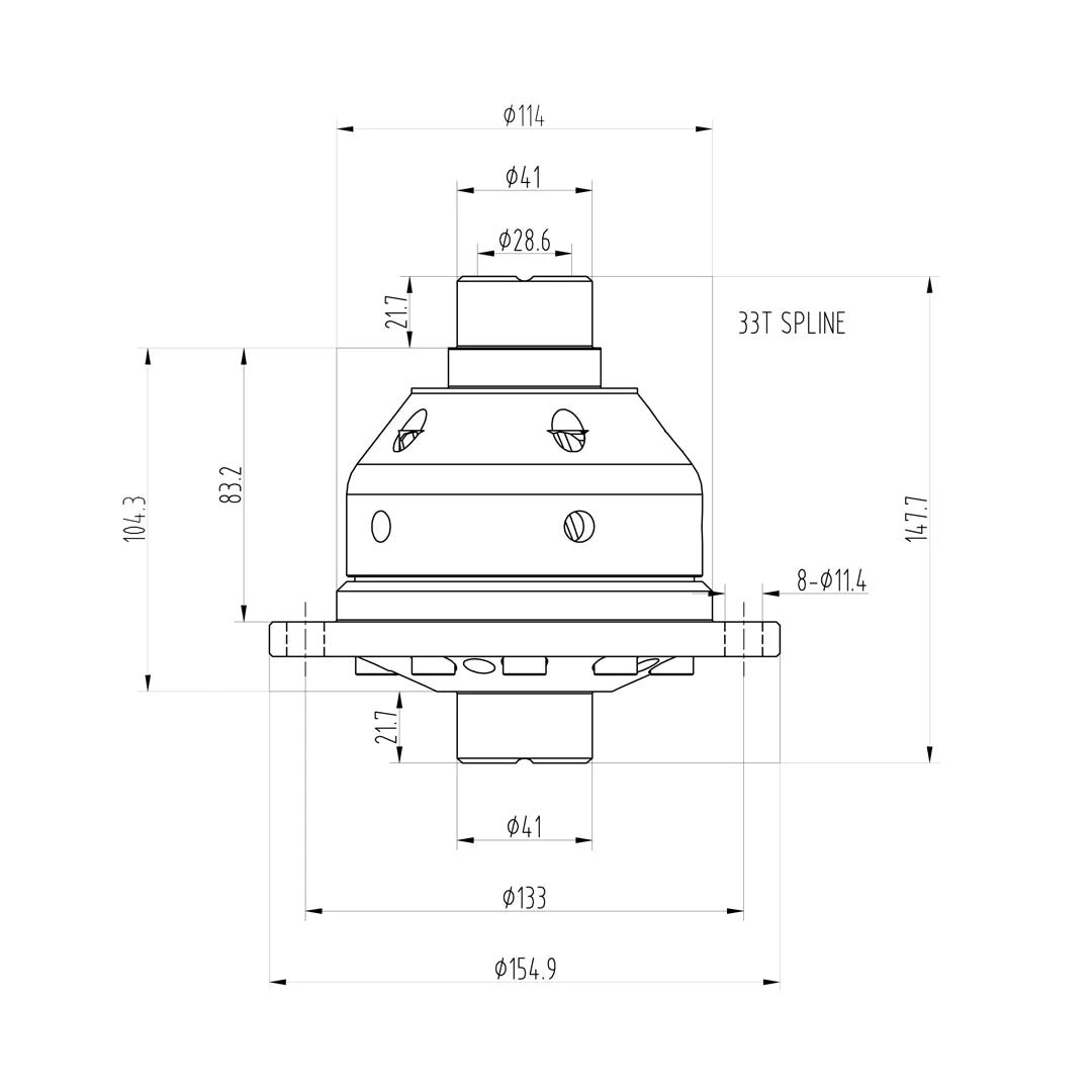Technical drawing of a Blackline HLF060 limited slip differential