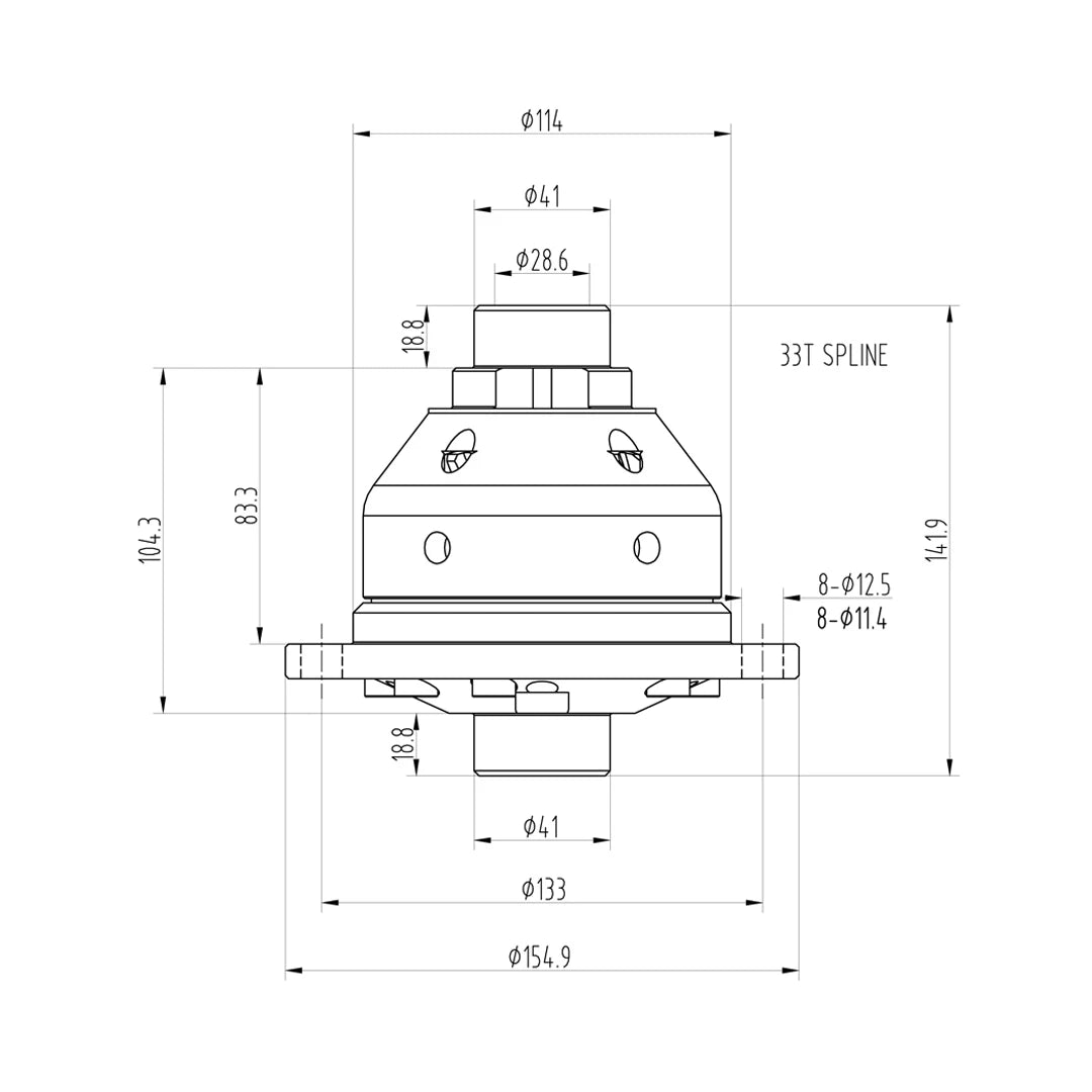 Technical drawing of a Blackline HLF062 limited slip differential