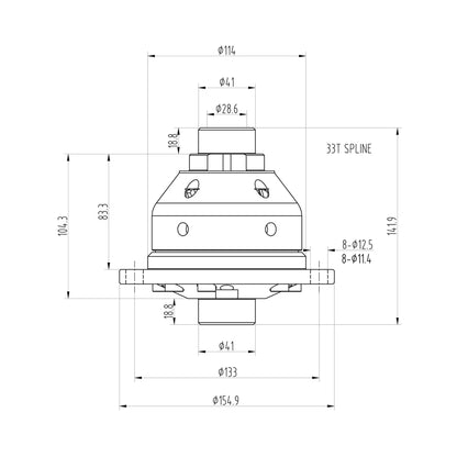 Technical drawing of a Blackline HLF062 limited slip differential
