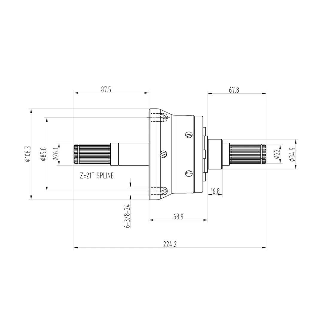 Technical drawing of a Blackline HLF072 limited slip differential