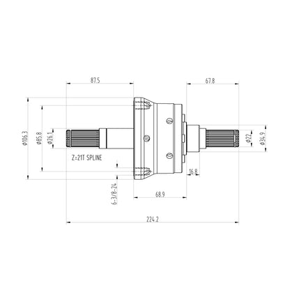 Technical drawing of a Blackline HLF072 limited slip differential