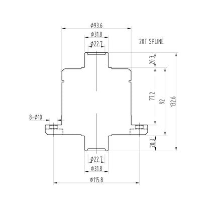 Technical drawing of a Blackline HLF080 limited slip differential