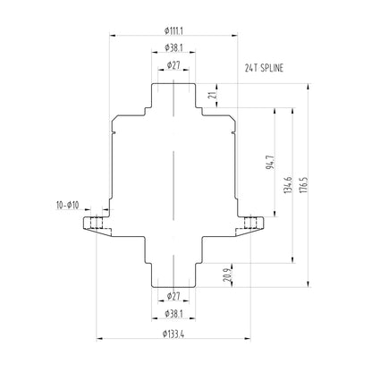 Technical drawing of a Blackline HLF081 limited slip differential