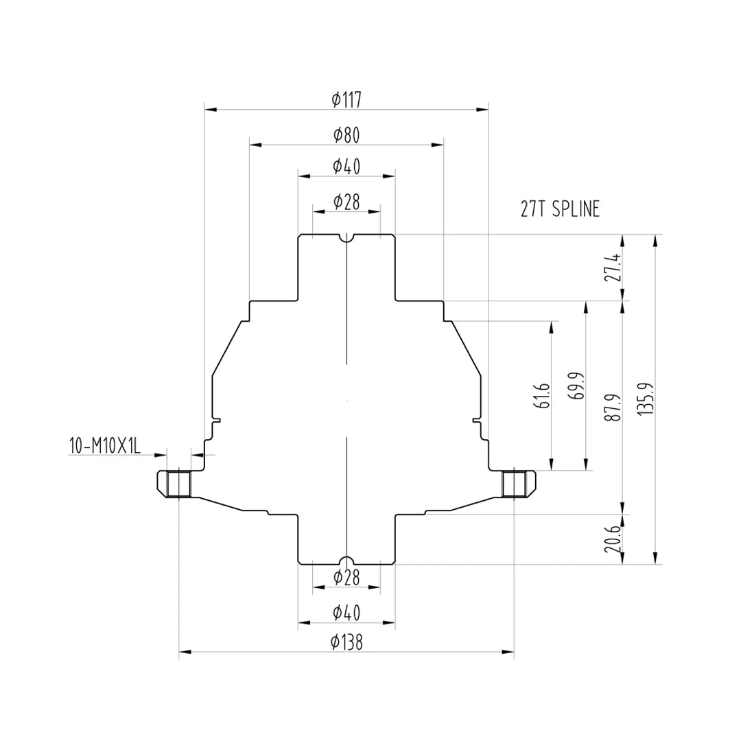 Technical drawing of a Blackline HLF093 limited slip differential
