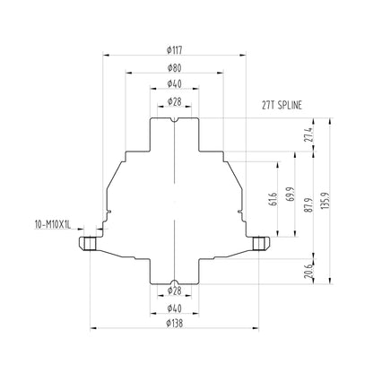 Technical drawing of a Blackline HLF093 limited slip differential