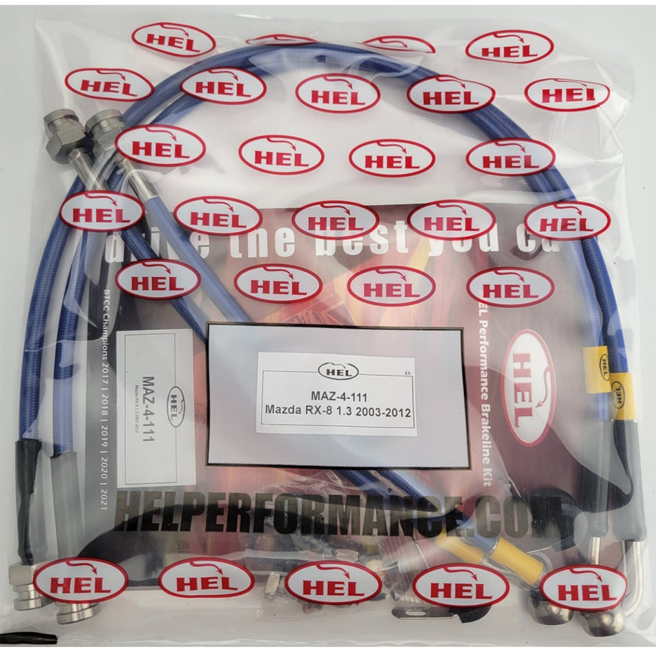 HEL Mazda RX8 Stainless Steel Braided Brake Hoses T Blue