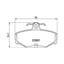 Technical drawing of Mintex MDB1287 brake pads with dimensions
