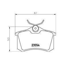 Technical drawing of Mintex MDB1382 brake pads with dimensions on a white background