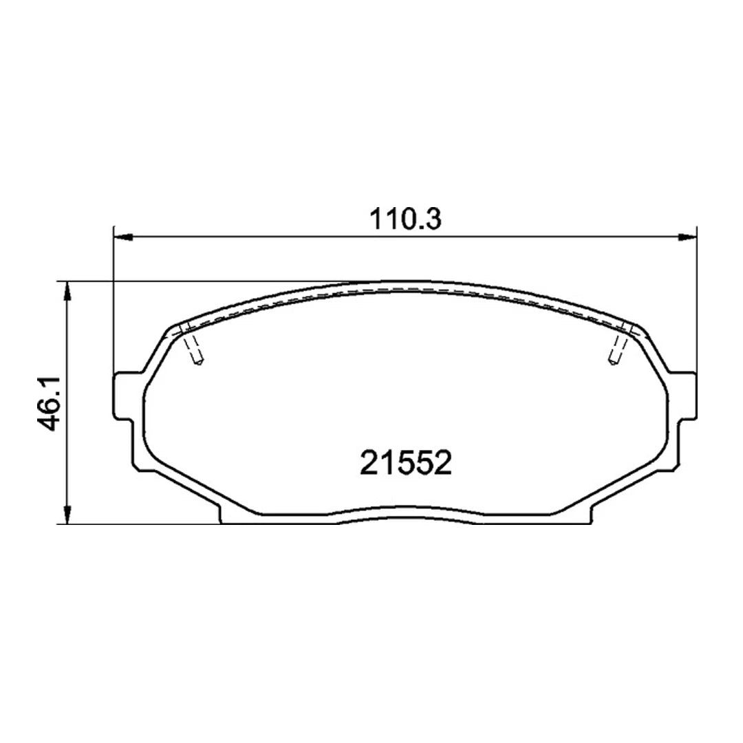 Technical drawing of Mintex MDB1413 brake pad with dimensions