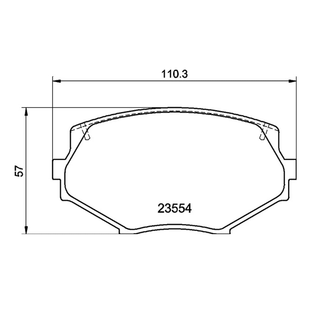 Technical drawing of a Mintex MDB1686 brake pad with dimensions