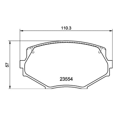 Technical drawing of a Mintex MDB1686 brake pad with dimensions