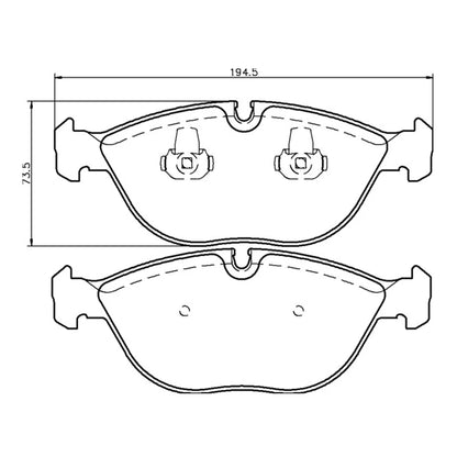 Technical drawing of Mintex MDB1746FR brake pads with dimensions