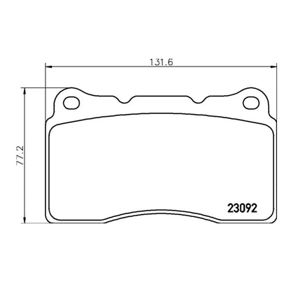 Technical drawing of Mintex MDB1859FR brake pads with dimensions