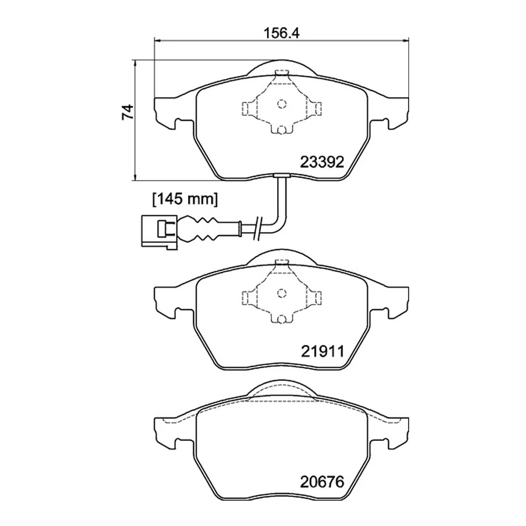 Technical drawing of Mintex MDB2041 brake pads with dimensions
