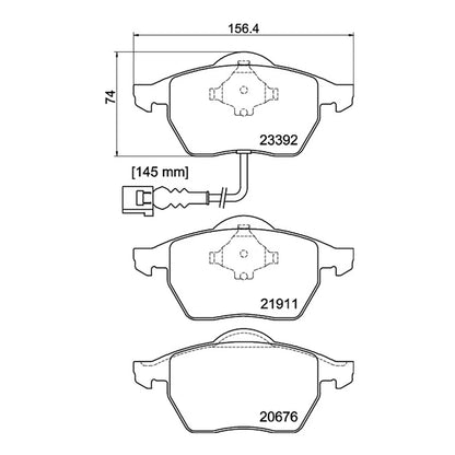 Technical drawing of Mintex MDB2041 brake pads with dimensions