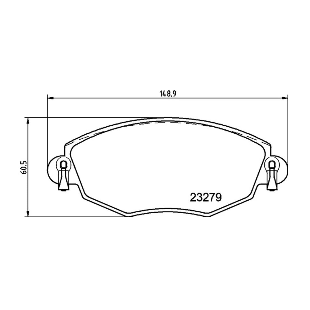 Technical drawing of a Mintex MDB2062 brake pad with dimensions