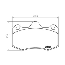 Technical drawing of Mintex MDB2207 brake pads with dimensions