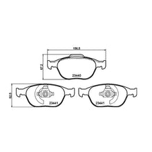 Technical drawing of Mintex MDB2272FR brake pads with dimensions on a white background