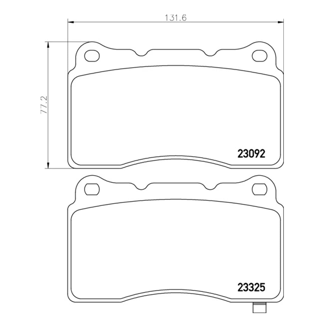 Technical drawing of Mintex MDB2592FR brake pads with dimensions and part numbers.