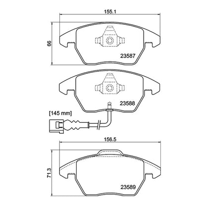Technical drawing of Mintex MDB2604 brake pads with dimensions